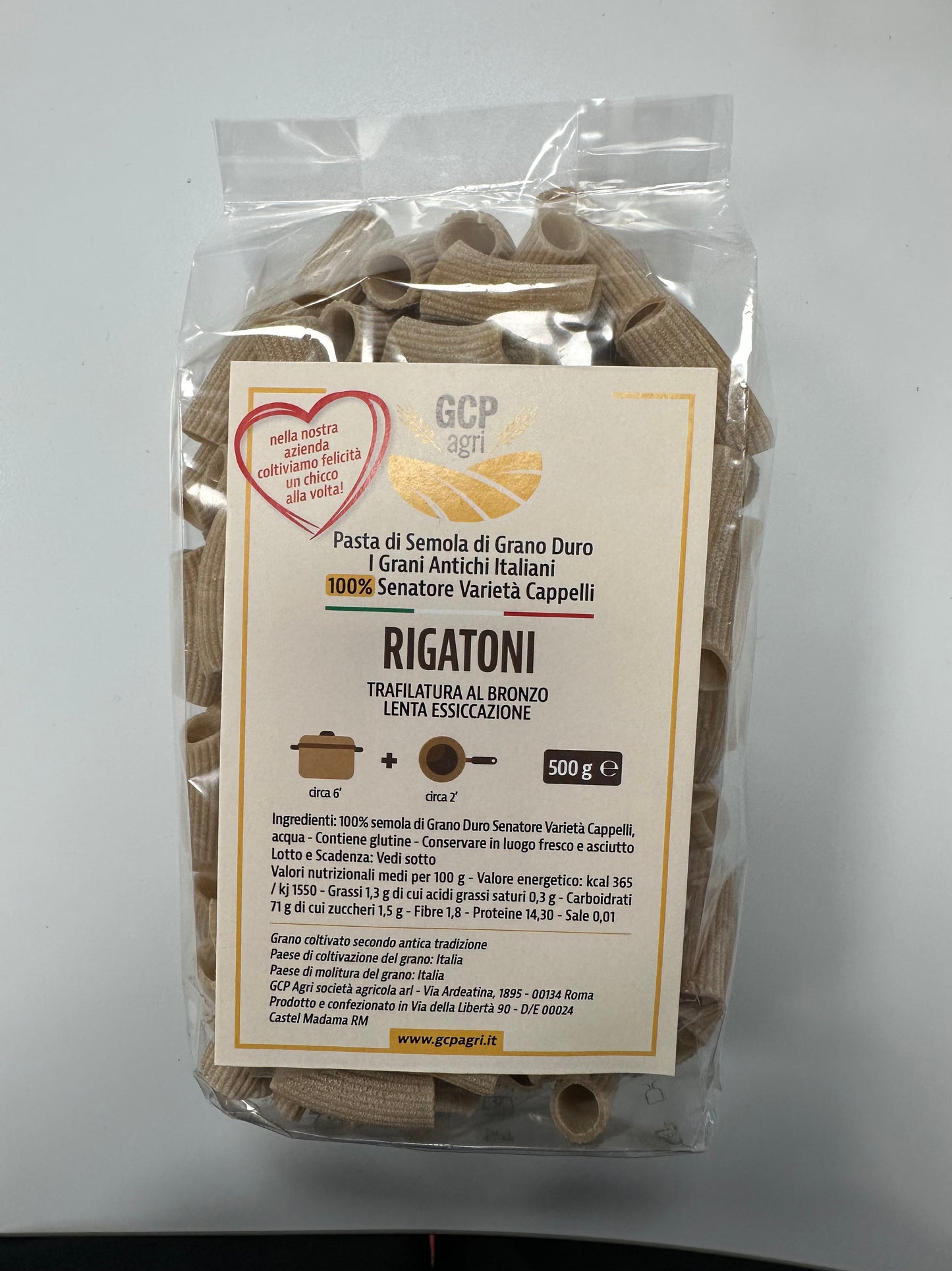 Rigatoni di grano duro Senatore Varietà Cappelli